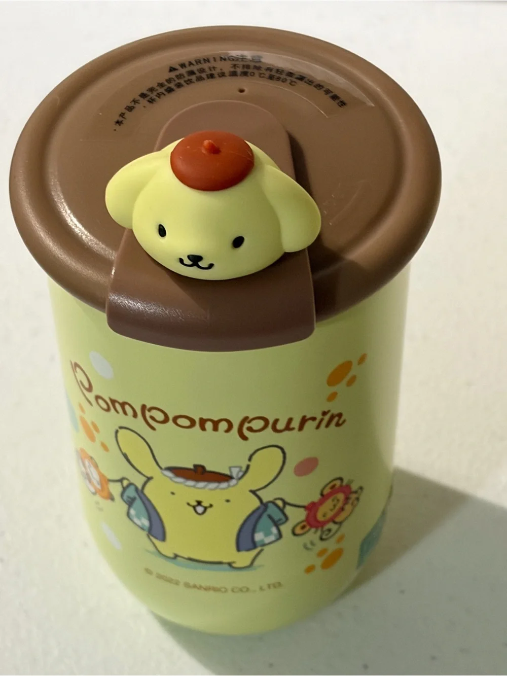 Sanrio Pompompurin Yellow Stainless Steel Travel Mug with Brown Lid